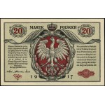 20 polských marek, 9.12.1916; Generál, série A, číslování...