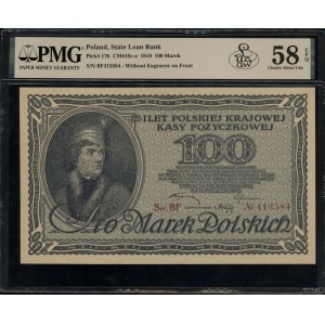 100 polských marek, 15.02.1919; vodoznak slice mio...