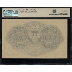 100 polských marek, 15.02.1919; vodoznak slice mio...