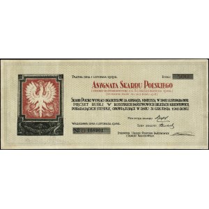 Přípis polské státní pokladny na 500 rublů, 1.11.1918; seriál...