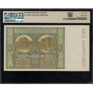 50 złotych, 28.08.1925; obustronnie czerwony poziomy na...