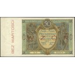 50 złotych, 28.08.1925; obustronnie czerwony poziomy na...