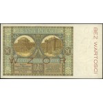 50 złotych, 28.08.1925; obustronnie czerwony poziomy na...