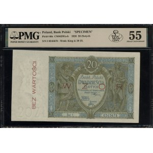 20 złotych, 1.03.1926; obustronnie czerwony poziomy nad...