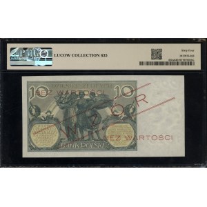 10 złotych, 20.07.1926; obustronnie czerwony ukośny nad...