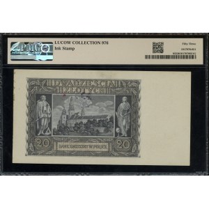 20 złotych, 1.03.1940; seria H, numeracja 9540482, z st...