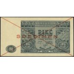 5 złotych, 15.05.1946; czerwone dwukrotne skreślenie i ...