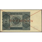 5 złotych, 15.05.1946; czerwone dwukrotne skreślenie i ...