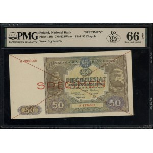 50 złotych, 15.05.1946; czerwone dwukrotne skreślenie i...