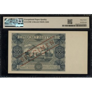 500 złotych, 15.07.1947; obustronnie czerwony ukośny na...