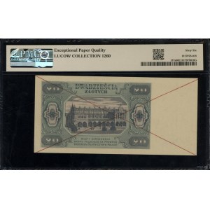 20 złotych, 1.07.1948; czerwone dwukrotne skreślenie po...