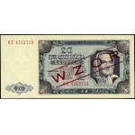 20 złotych, 1.07.1948; czerwony ukośny nadruk “WZÓR” ty...