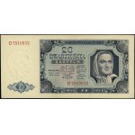 20 złotych, 1.07.1948; seria D, numeracja 7510832; Luco...