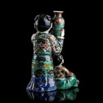 A POLYCHROME ENAMELLED 'KUTANI' PORCELAIN GROUP WITH FIGURES