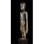 A LACQUERED AND GILT WOOD BUDDHA