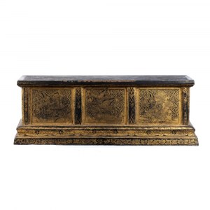 CASSAPANCA IN LEGNO LACCATO E DORATO
