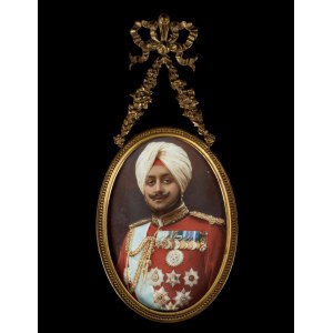 A MINIATURE PAINTING WITH THE PORTRAIT OF MAHARAJA BHUPINDER