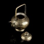 A RARE AND LARGE GILDED SILVER NIELLO TEAPOT