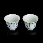 TWO POLYCHROME ENAMELLED PORCELAIN CUPS