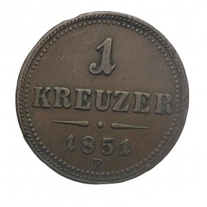 Austria 1 Kreuzer 1851 B FRANZ JOSEPH I. Kremnica