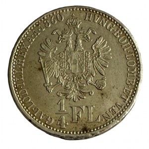 Austria ¼ Gulden 1860 E FRANZ JOSEPH I. Mint Venice