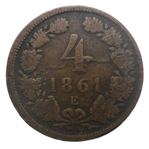 Autriche 4 Kreuzer 1861 E FRANZ JOSEPH I. Karlsburg