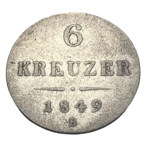 Austria 6 Kreuzer 1849 B FRANZ JOSEPH I. Kremnica
