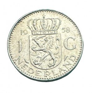 Netherlands 1 Gulden 1958 Wilhelmina Utrecht