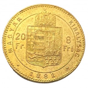Autriche-Hongrie 8 Forint Hongrie 1882 K.B. FJI.
