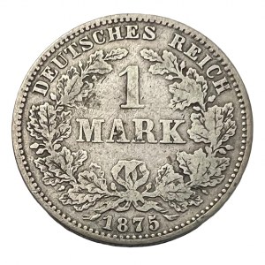 Deutches Reich 1 Mark 1875 J large shield