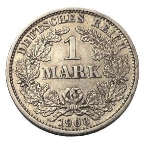 Deutches Reich 1 Mark 1908 D small shield