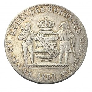 Saxony 1 Vereinsthaler 1860 B John I. Albertinian Line