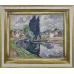 MELA MUTER - Maria Melania Mutermilch (1876-1967), Obojstranný obraz: Krajina s riekou / Ulica, 30. roky 20. storočia.