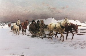 Michał GORSTKIN WYWIÓRSKI (1861-1926), Zima - Powrót z polowania