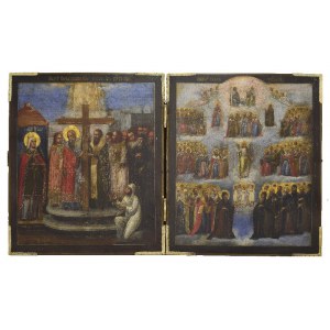 The so-called regimental icon - two quarters: the Elevation of the Cross; the Council of All Saints of the Power of Heaven.