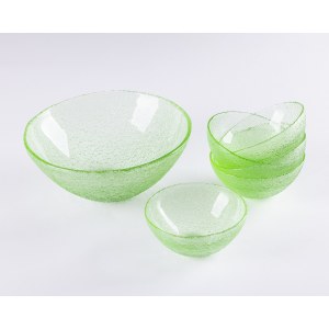 Ząbkowice Economic Glassworks, designed by Erik Trzewik-Drost, Set of Sahara salad bowls 1 + 6, 2nd half of the 20th century.