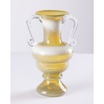 Glashütte Tarnowiec, Grün-gelbe Vase Amphora, 1970er/80er Jahre.