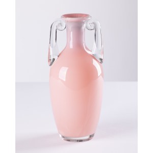 Tarnowiec Glassworks, designed by Jerzy Słuczan-Orkusz, Pink Amphora vase, lat. 1980s.