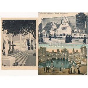 21 db RÉGI képeslap világkiállításokról: francia, angol, belga / 21 pre-1945 postcards of World's Expos: French...
