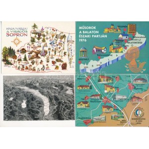11 db MODERN térképes képeslap / 11 modern map motive postcards