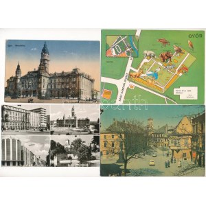 Győr - 12 db főleg modern képeslap vegyes minőségben