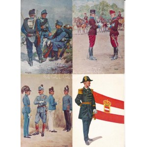 14 db modern osztrák katonai képeslap, egyenruhák / 14 modern Austrian and K.u.K. military postcards...