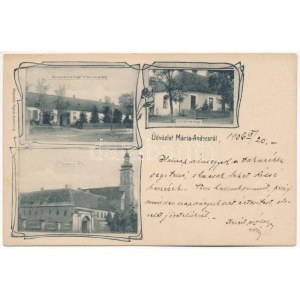 1906 Andocs, Mária-Andocs; templom és zárda, községháza, csendőrlaktanya, Ungár Izidor üzlete...