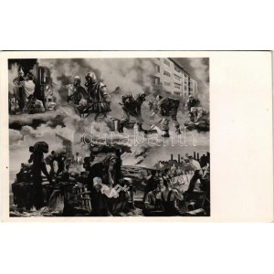 1938 Budapest, A Nemzetközi Karitász Kiállítás tárlatán: A mai profán emberszeretet s...