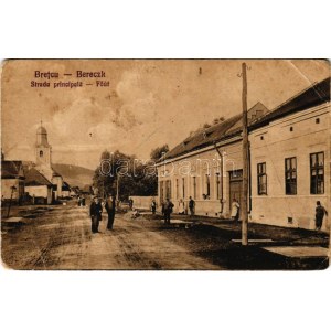 1940 Bereck, Bereczk, Bretcu; Fő út, templom. Khell Bogdán utóda fia László kiadása / Strada principala / main street...