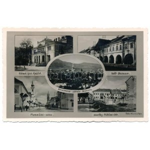 1943 Beszterce, Bistritz, Bistrita; Mussolini utca, Német ip. e. épület, Volt: Búzasor, Horthy Miklós tér / street...