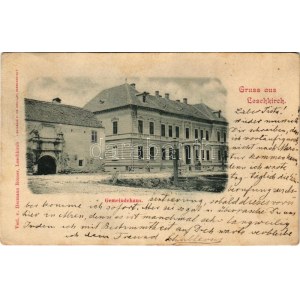 1902 Újegyház, Leschkirch, Nocrich; Községháza. Hermann Römer kiadása / Gemeindehaus / town hall (EK...