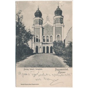 1907 Nagyszombat, Tyrnau, Trnava; Neológ izraelita templom, zsinagóga. Fischer Hugó kiadása / synagogue (vágott / cut...