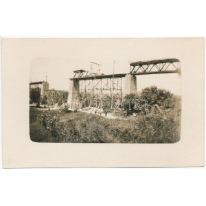 1928 Ótura, Stará Turá, Alt-Turn; Poprádi vasúti híd építése, viadukt / railway bridge (viaduct) construction...