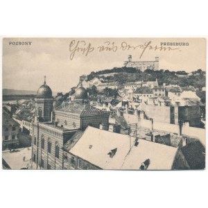1908 Pozsony, Pressburg, Bratislava; vár, zsinagóga / castle, synagogue (EK)